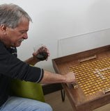 Scrabble Table - Rustic scrabble coffee table with a removable glass top