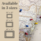 Framed Magnetic Travel Map - Classic Tan