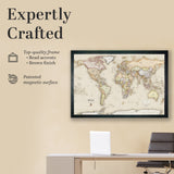 Framed Magnetic Travel Map - Classic Tan