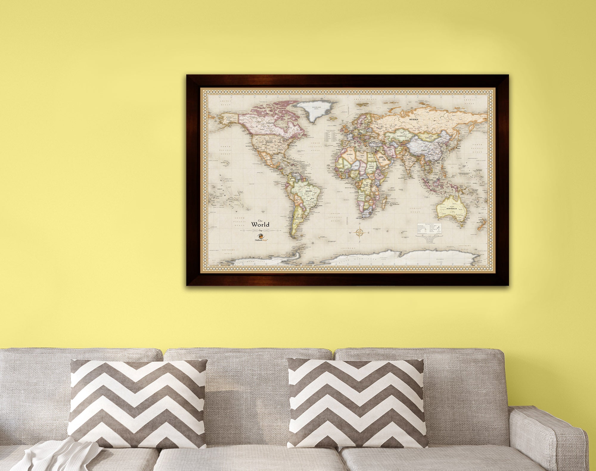 Framed Push Pin Travel Maps - Small Business - Free Shipping 