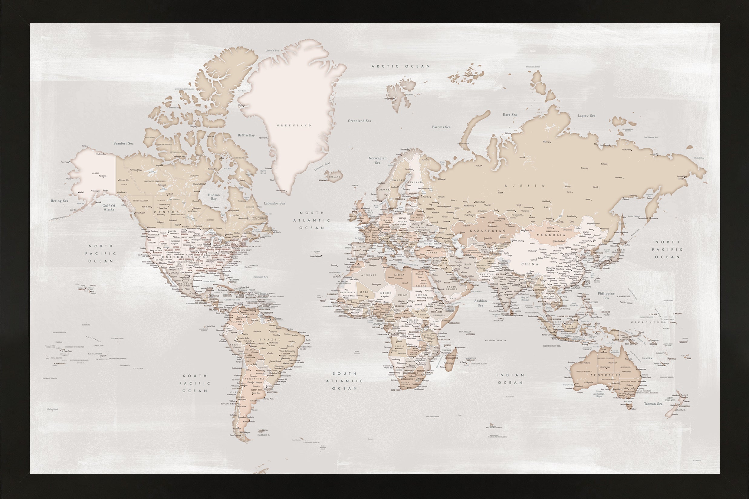 Framed Magnetic Travel Map - Weathered Earth | Home Magnetics - Home ...